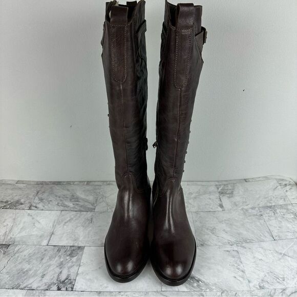 New Area Forte Anthropologie Lather Studded Riding Equestrian Boots sz 38 Italy - Picture 6 of 13